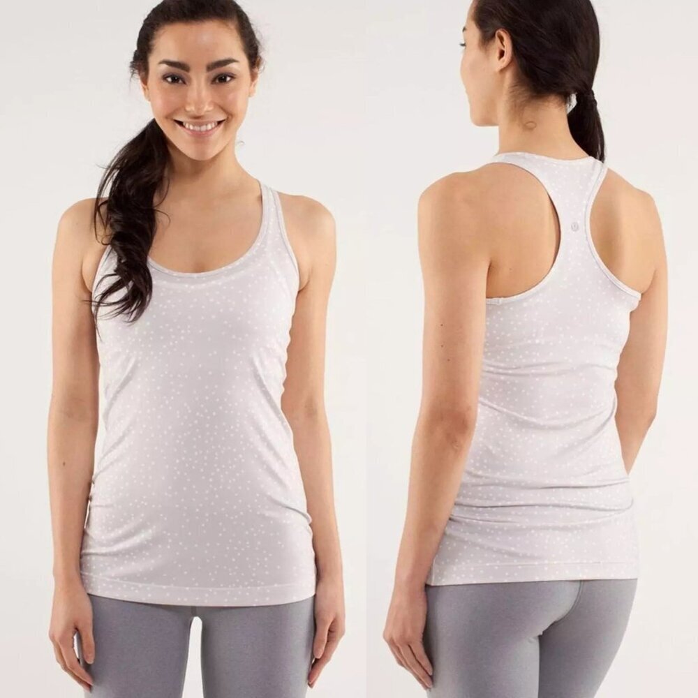 Lululemon Cream White Polka Dot Racerback Tank Top 3277